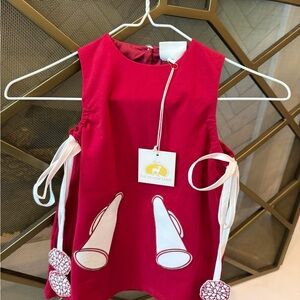 The Yellow Lamb Red Girls' Bow-Accent Dress